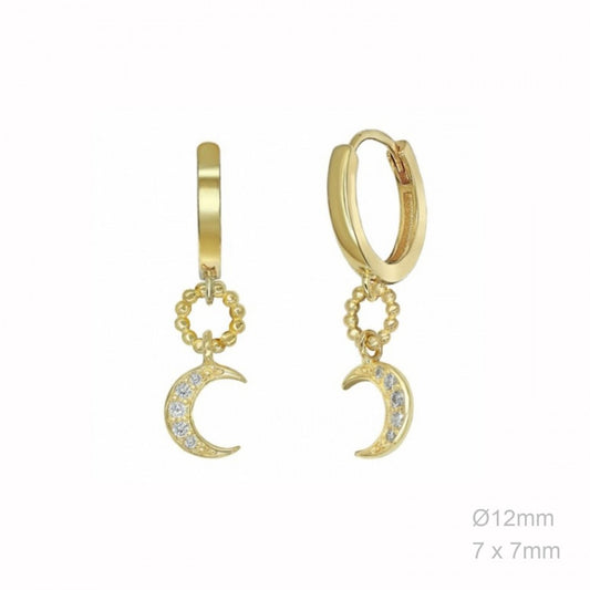 Pendientes Aro Liso Circulo Luna Circ