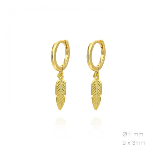Pendientes Aro Dorado Pluma