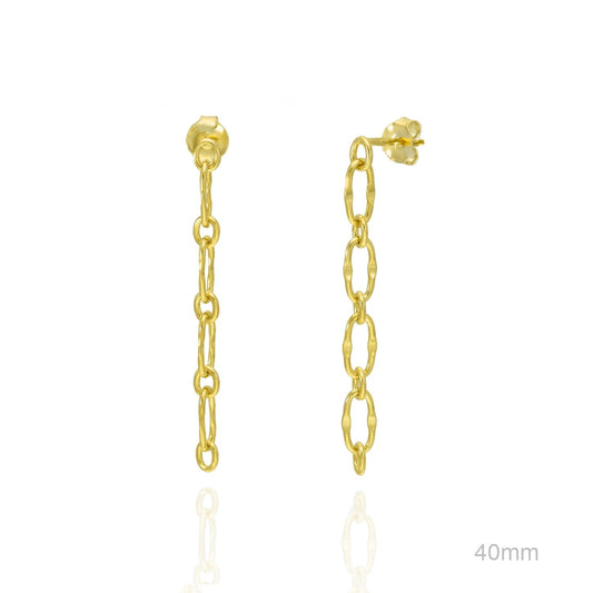 Pendientes Presión Dorado Cadena Liso