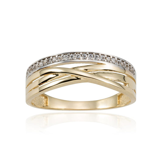 Anillo Circonitas Oro Bicolor de 18 Ktes.