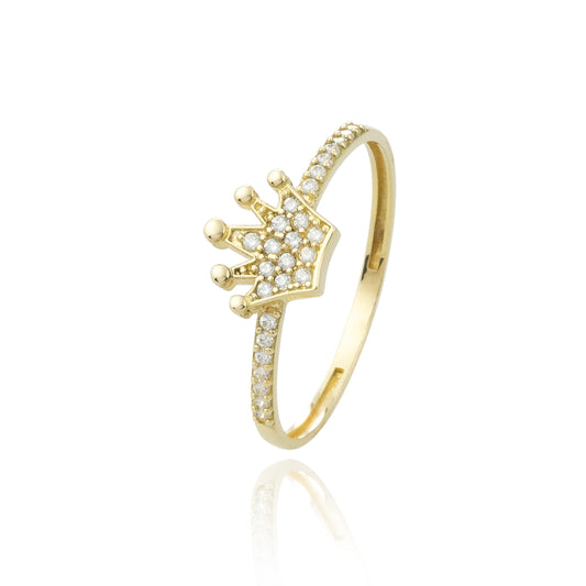 Anillo CORONA de Circonitas en Oro de 18 Ktes.