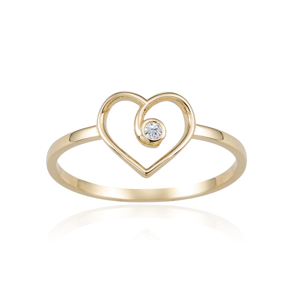 Anillo CORAZÓN Circonita en Oro de 18 Ktes.