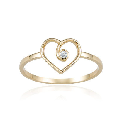 Anillo CORAZÓN Circonita en Oro de 18 Ktes.