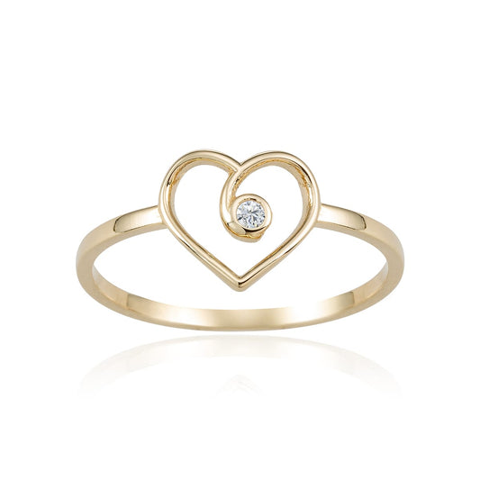 Anillo CORAZÓN Circonita en Oro de 18 Ktes.