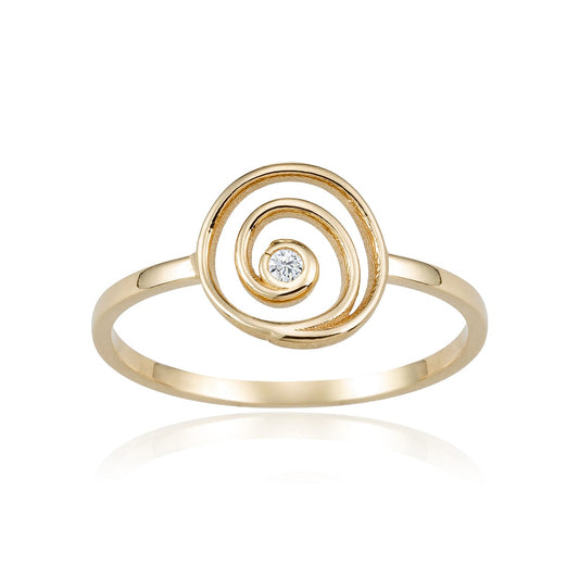 Anillo ESPIRAL Circonita en Oro de 18 Ktes.