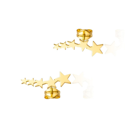 Pendientes Trepadores Estrellas en Oro de 18 Ktes.