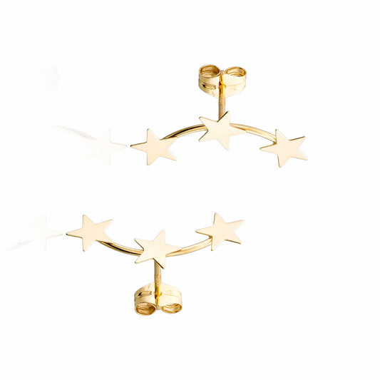 Pendientes Trepadores Estrellas en Oro de 18 Ktes.