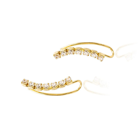 Pendientes Trepadores con Circonitas en Oro de 18 Ktes.