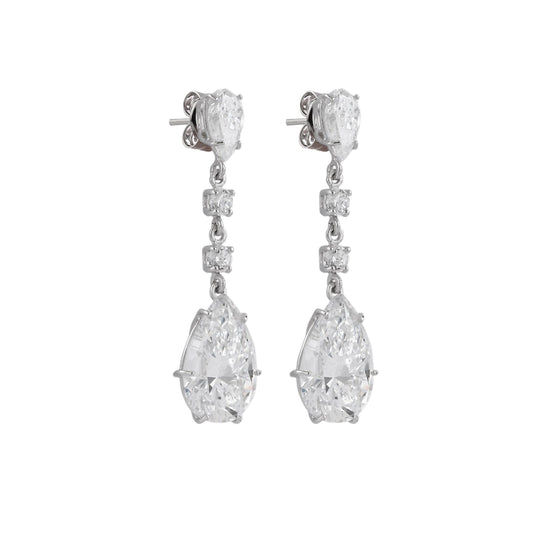 Pendientes Circonitas en Oro Blanco de 18 Ktes.