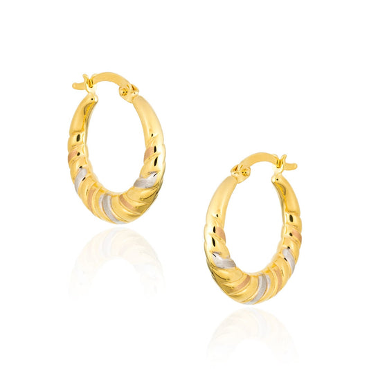 Pendientes Aros TRICOLOR en Oro de 18 Ktes.