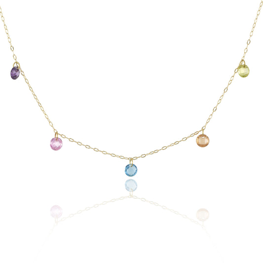 Gargantilla Circonitas de Colores en Oro de 18 Ktes.