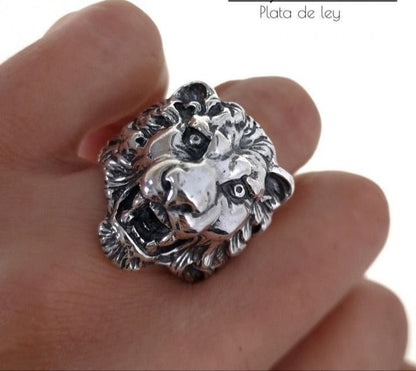 Anillo Cabeza de León en Plata de Ley