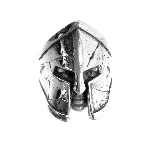 Anillo Rostro y Casco Espartano en Plata de Ley