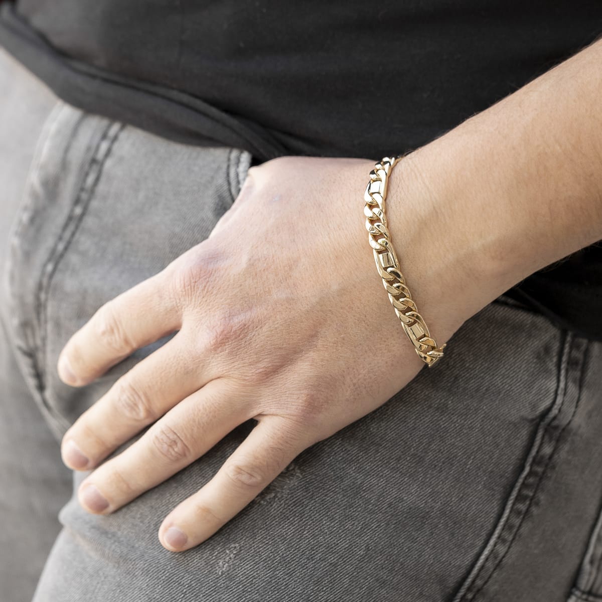 Pulsera Hombre Eslabones Lisos en Oro de 18 Ktes.