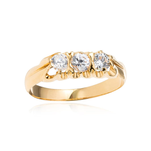 Anillo Tresillo Circonitas de 4 mm en Oro de 18 Ktes.