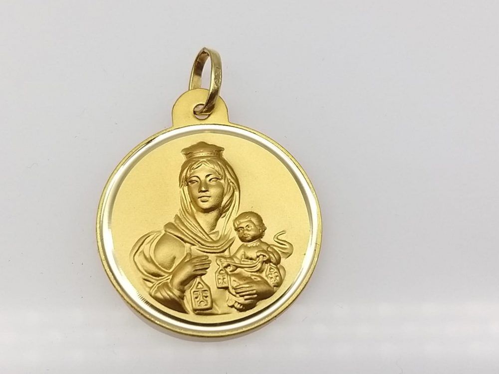 Medalla Escapulario (Sagrado Corazón de Jesús y Virgen del Carmen) en Oro de 18 Ktes.