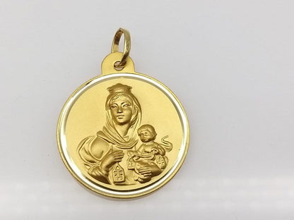 Medalla Escapulario (Sagrado Corazón de Jesús y Virgen del Carmen) en Oro de 18 Ktes.