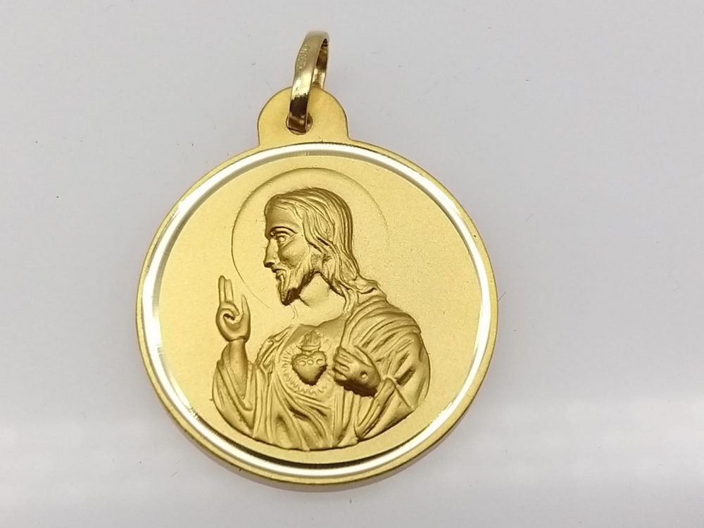 Medalla Escapulario (Sagrado Corazón de Jesús y Virgen del Carmen) en Oro de 18 Ktes.