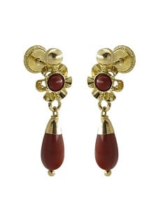 Pendientes Coral/Turquesa en Oro de 18 Ktes.