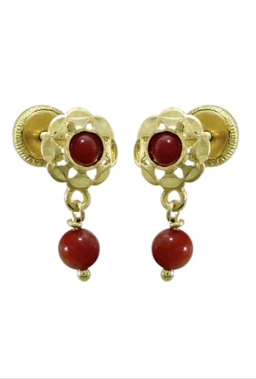 Pendientes Coral/Turquesa en Oro de 18 Ktes.