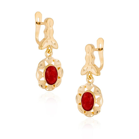 Pendientes Coral/Turquesa en Oro de 18 Ktes.