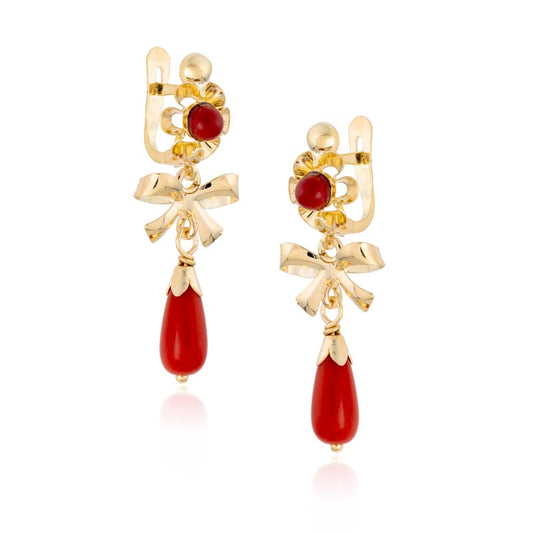 Pendientes Coral en Oro de 18 Ktes.
