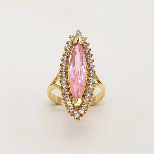 Anillo Lanzadera Piedra Rosa Francia en Oro de 18 Ktes.
