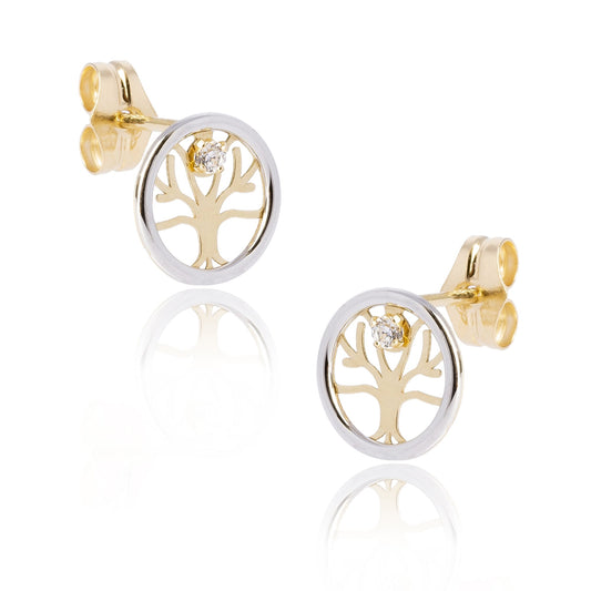 Pendientes Árbol de la Vida en Oro Bicolor 18 Ktes.