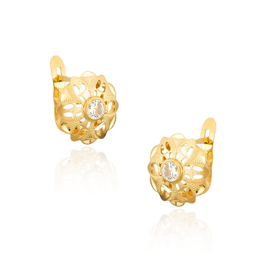 Pendientes Cubanas en Oro de 18 Ktes. con Circonitas