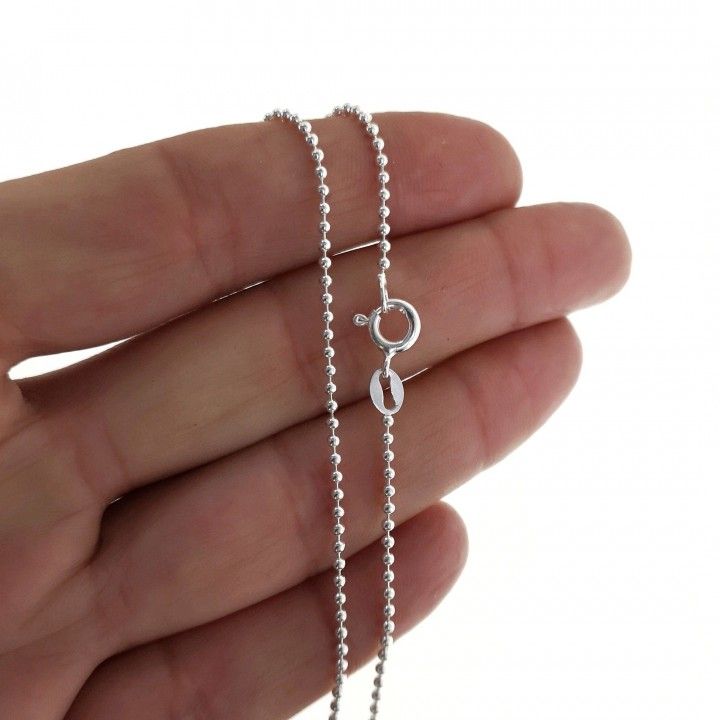 Cadena Bolitas 40 cm en Plata de Ley