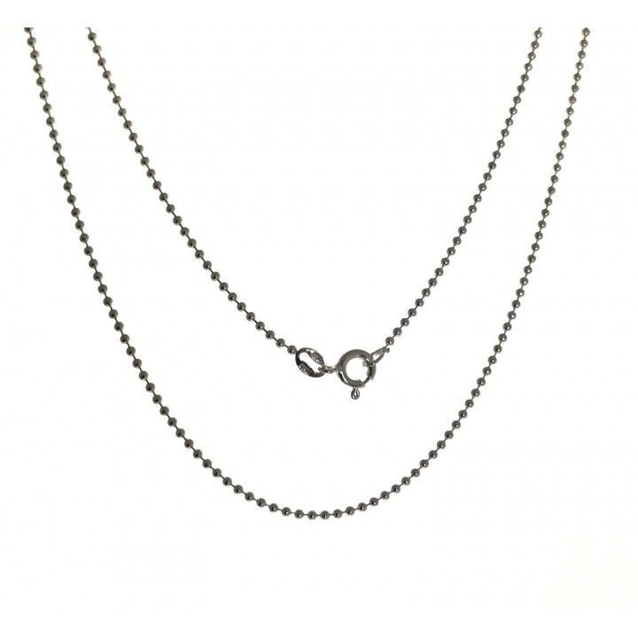 Cadena Bolitas 40 cm en Plata de Ley