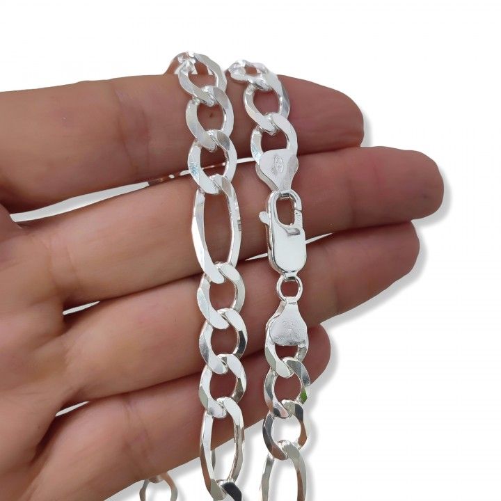 Cadena Alternada 60 cm en Plata de Ley