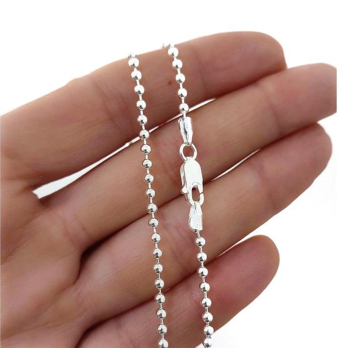 Cadena Bolitas 50 cm en Plata de Ley