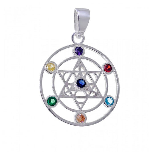 Colgante Metatrón Chakras en Plata de Ley