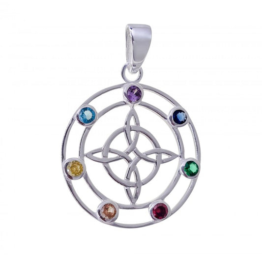 Colgante Nudo de Bruja Chakras en Plata de Ley