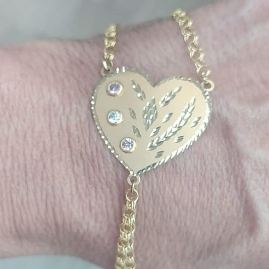 Pulsera Dedo/Manita Corazón Mujer en Oro 18 Ktes.