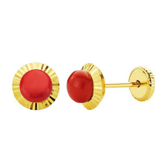 Pendientes Coral Bebé en Oro 18 Ktes.