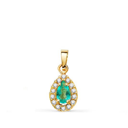 Colgante Piedra Gota Topacio Paraiba y Circonitas en Oro de 18 Ktes.