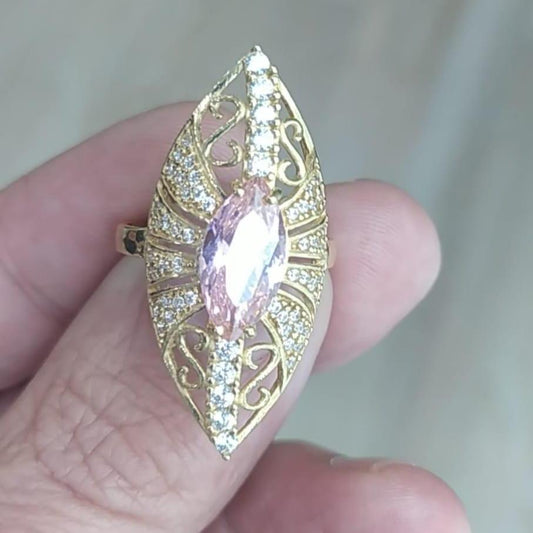 Anillo Lanzadera Piedra Rosa Francia en Oro 18 Ktes.
