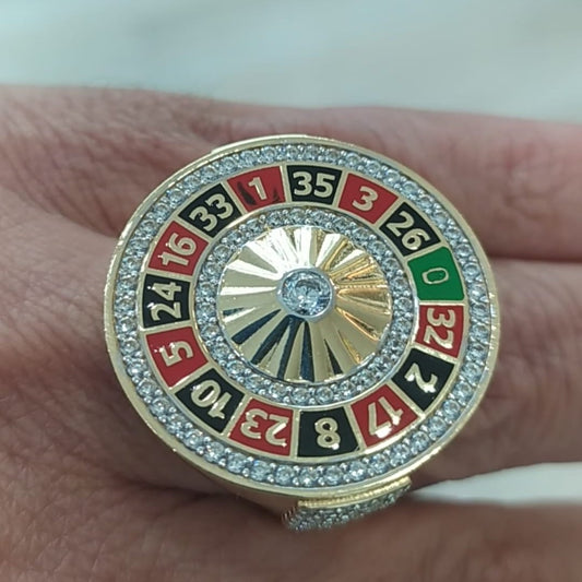 Anillo de Caballero con Ruleta en Oro de 18 Ktes
