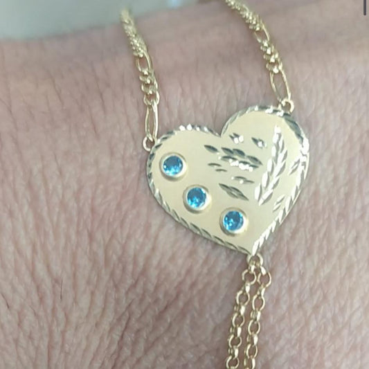 Pulsera Dedo/Manita Corazón Bebé en Oro 18 Ktes.