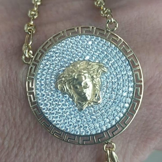 Pulsera Dedo/Manita Mujer Tipo Versace con Circonitas en Oro 18 Ktes.