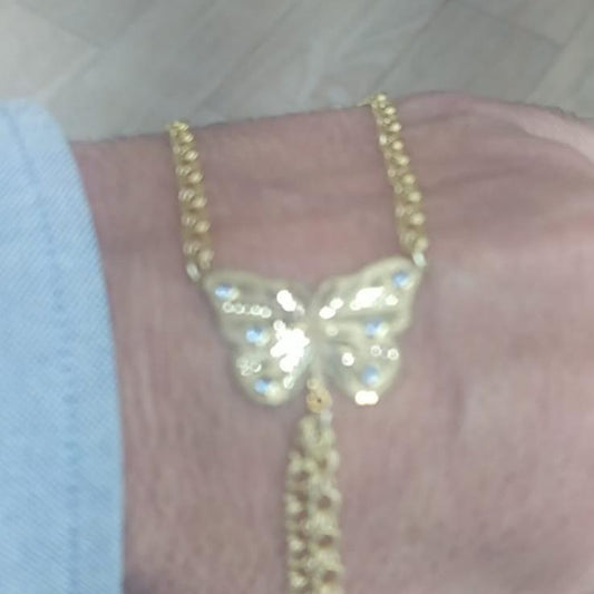 Pulsera Dedo/Manita Mariposa Niña en Oro 18 Ktes.