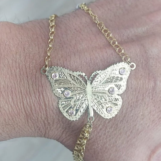 Pulsera Dedo/Manita Mariposa Mujer en Oro 18 Ktes.