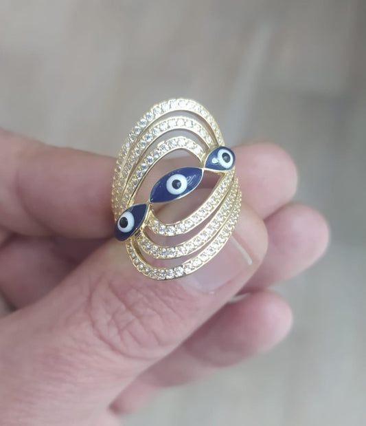 Anillo Oval Ojo Turco en Oro 18 Ktes.