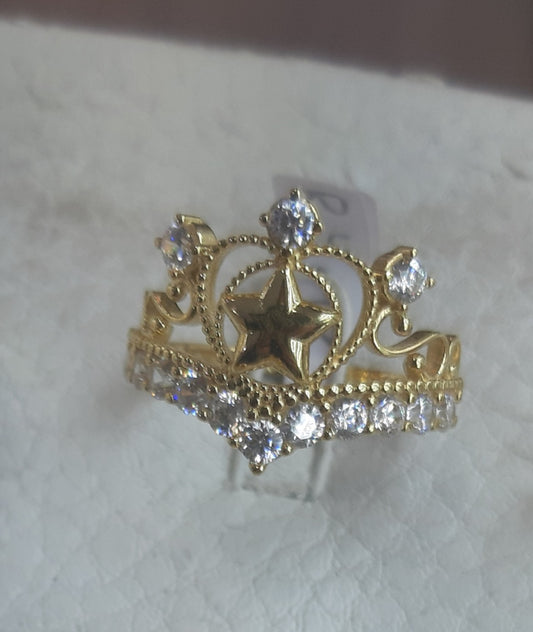 Anillo Corona Estrella en Oro 18 Ktes.