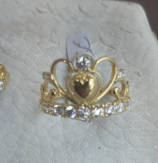 Anillo Corona Corazón en Oro 18 Ktes.