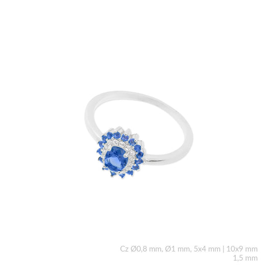 Anillo de Plata de Ley con circonitas