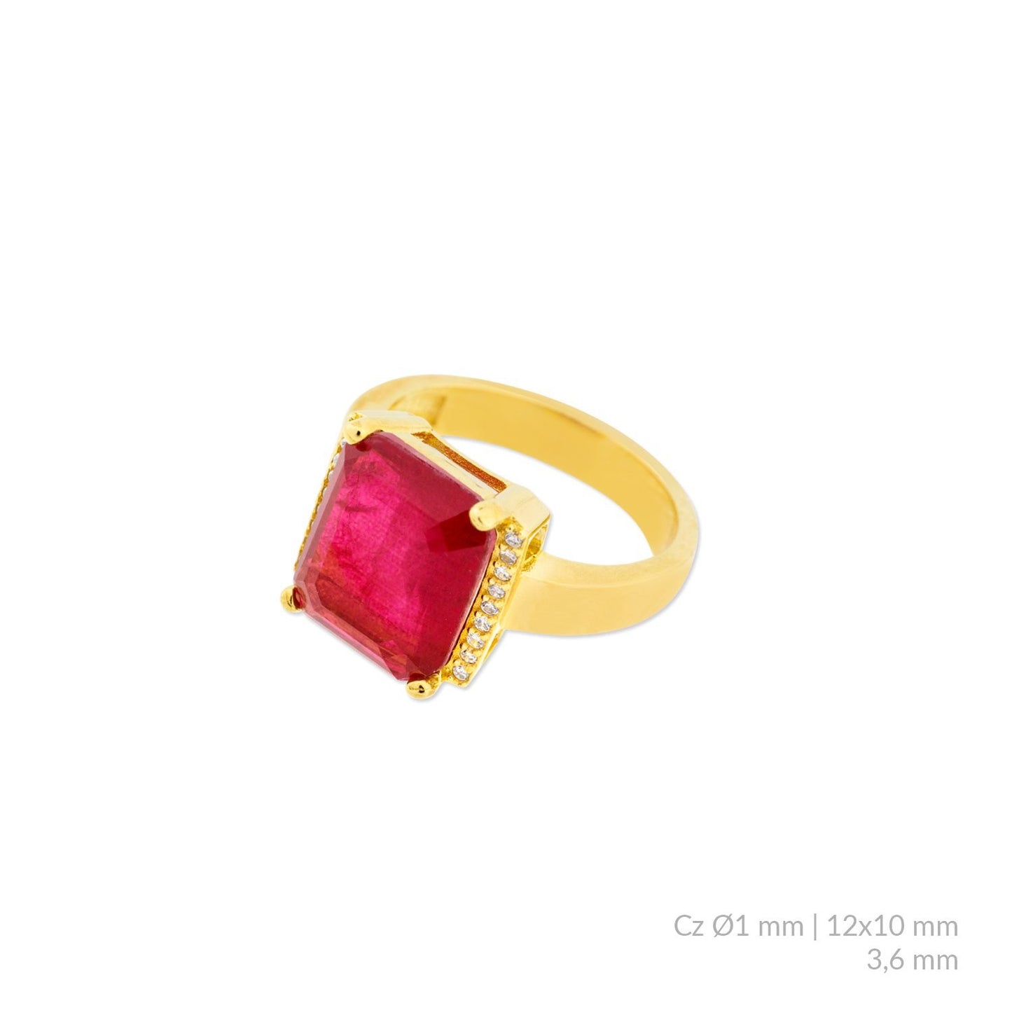 Anillo de Plata de Ley con circonitas Chapado en Oro