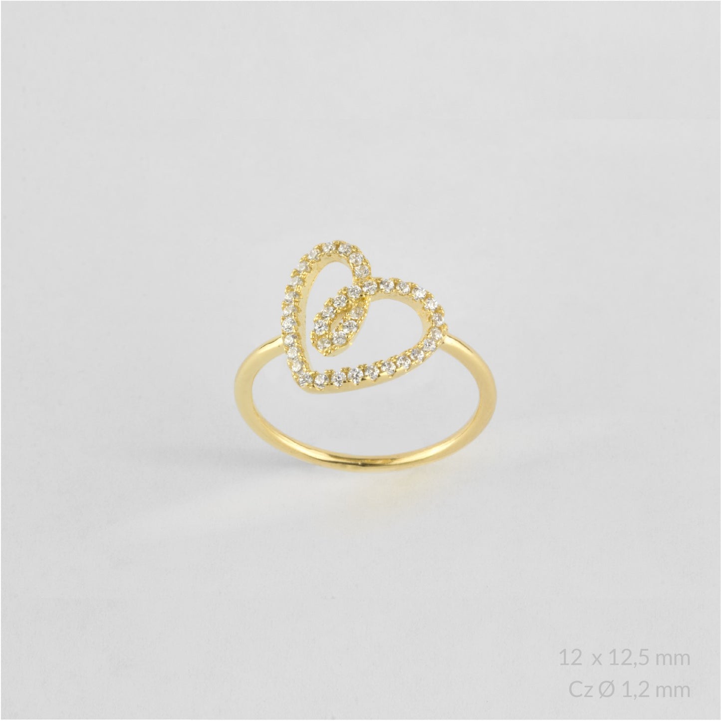 Anillo Corazón en Plata de Ley chapado en oro